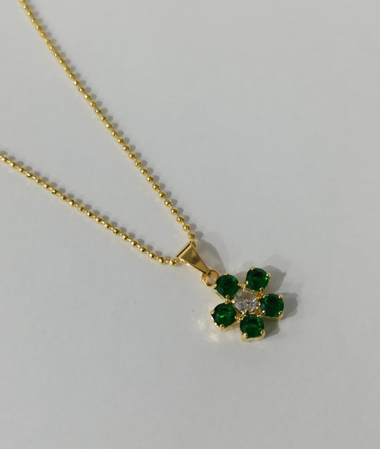 CADENA + DIJE FLOR VERDE