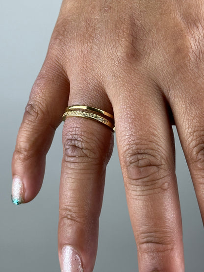 ANILLO AJUSTABLE DOBLE LINEA CON CRISTALES