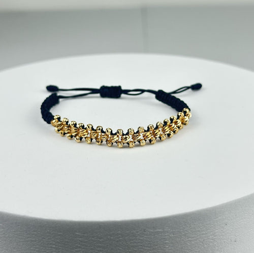 PULSERA TEJIDA 3 CARRILES BALIN DIAMANTADO