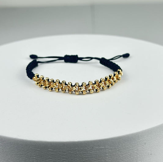 PULSERA TEJIDA 3 CARRILES BALIN DIAMANTADO